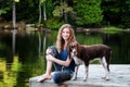 Girl and her pet dog Royalty Free Stock Photo