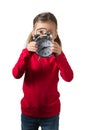 Girl Hiding Her Face Behind Clock