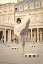 Girl in high heel shoes, fashionable clothes in paris, france Royalty Free Stock Photo