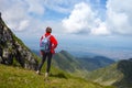 Girl hiker on a path Royalty Free Stock Photo