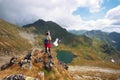 Girl hiker on a path Royalty Free Stock Photo