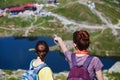 Girl hiker on a path Royalty Free Stock Photo