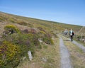 Girl hikes on dursey island off the west coast of beara peninsula in ireland