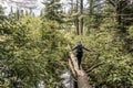 Girl hiking in Canada Ontario Lake of two rivers natural wild landscape near the water in Algonquin National Park Royalty Free Stock Photo