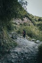 Girl Hiking on rural mountain