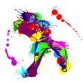 Girl hip hop dancer with colorful paint splashes