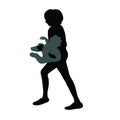 A girl holding the baby, body silhouette vector