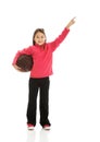 Girl holding basket ball Royalty Free Stock Photo