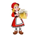 Girl holding the beer glasses Royalty Free Stock Photo