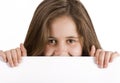 Girl holding blank message board Royalty Free Stock Photo