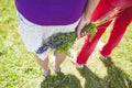 Couple and bouquet of wildflowers Royalty Free Stock Photo