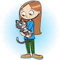 Girl is holding a cat in her arms Royalty Free Stock Photo