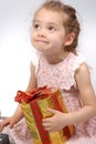 Girl holding a Christmas present Royalty Free Stock Photo