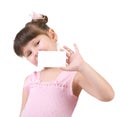 Girl holding empty white board Royalty Free Stock Photo