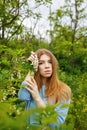 Girl holding flowers Acacia