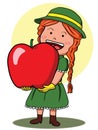 Girl holding giant apple