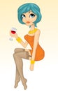 girl holding a glass of wine Royalty Free Stock Photo