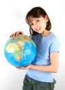 Girl holding a Globe