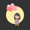 Girl Holding Heart Balloons
