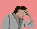 Vector isolated illustration portrait of girl headache.