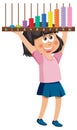 Girl holding math abacus cartoon