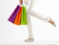 Girl holding multicolored shopping paper bags Royalty Free Stock Photo