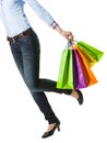 Girl holding multicolored shopping paper bags Royalty Free Stock Photo