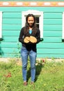 Girl holding mushrooms