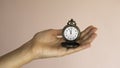 Girl holding old fashioned vintage pocket watch Royalty Free Stock Photo