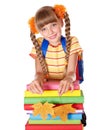 Girl holding pile of books. Royalty Free Stock Photo