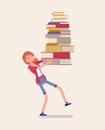 Girl holding a pile of books Royalty Free Stock Photo