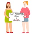 Girl holding a poster with inscription keep abortion legal. Protest against the ban on abortion. Feminists are fighting