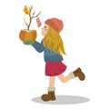 A Girl Holding Pumpkin Pot Royalty Free Stock Photo