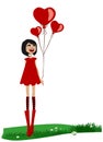 Girl holding red balloon Royalty Free Stock Photo