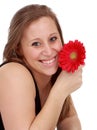 Girl holding a red flower Royalty Free Stock Photo