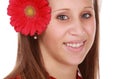 Girl holding a red flower Royalty Free Stock Photo