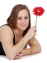 Girl holding a red flower Royalty Free Stock Photo