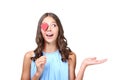 Girl holding red heart Royalty Free Stock Photo