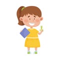 Girl Holding Scissors Doing Paper Craft Vector Illustration