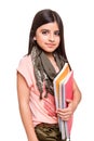 Girl holding sketchbooks Royalty Free Stock Photo