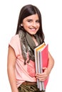 Girl holding sketchbooks Royalty Free Stock Photo