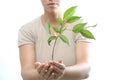 Girl holding small tree Royalty Free Stock Photo