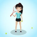 Girl holding a tennis racket. Active lifestyle