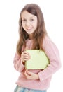 Girl holding under his arm tutorial Royalty Free Stock Photo