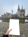 Old houses and the canal in Gent, Belgium Royalty Free Stock Photo