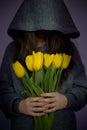 yellow tulips with the noface girl