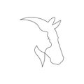 The girl and the horse are drawn in one line. The concept of love and protection of animals. Design for logo, tattoo