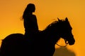 Girl and horse silhouette Royalty Free Stock Photo