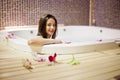 Girl in hot tub Royalty Free Stock Photo