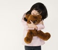 Girl Hug Teddy Bear Fluffy Cute